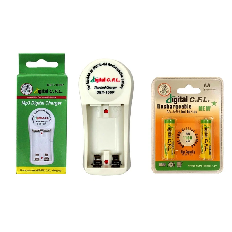 شارژر باتری دیجیتال سی.اف.ال مدل DET-105P به همراه بسته 2 عددی باتری قلمی شارژی C.F.L 1100mAh - Image 2