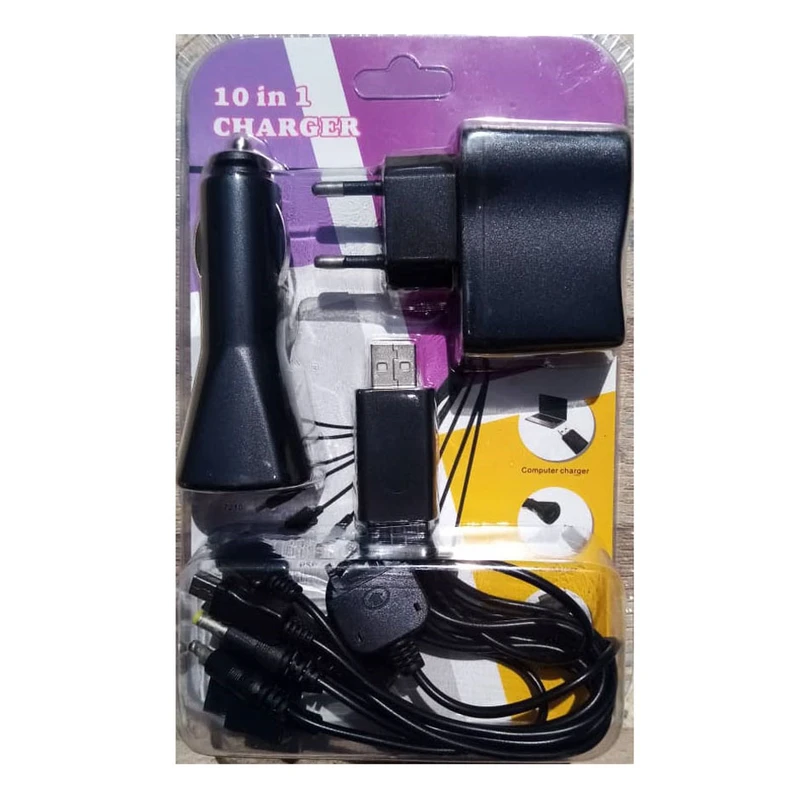 شارژر دیواری مدل 10in1 به همراه شارژر فندکی و کابل تبدیل 10 سر - Image 2
