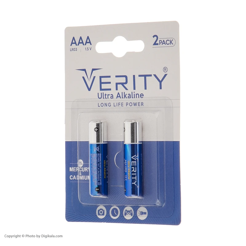 باتری نیم قلمی وریتی مدل LR03-U Ultra Alkaline بسته دو عددی - Image 3